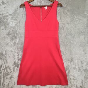 J. Crew Dress Womens 2 Pink Red Sleeveless V Neck Fit and Flare Tank Casual